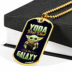 Funny Green Baby Alien You Da Best Dad in the Galaxy Father's Day Dog Tag Pendant Necklace