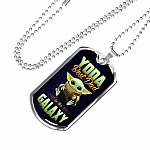 Funny Green Baby Alien You Da Best Dad in the Galaxy Father's Day Dog Tag Pendant Necklace