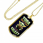 Funny Green Baby Alien You Da Best Dad in the Galaxy Father's Day Dog Tag Pendant Necklace
