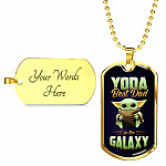 Funny Green Baby Alien You Da Best Dad in the Galaxy Father's Day Dog Tag Pendant Necklace
