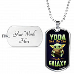 Funny Green Baby Alien You Da Best Step Dad in the Galaxy Father's Day Dog Tag Pendant Necklace