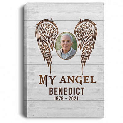 Personalized Custom Photo My Angel, White, 0.75'' Framed Canvas
