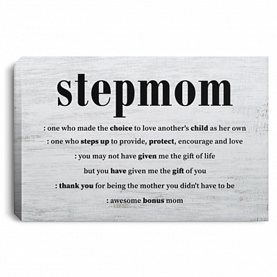 Stepmom Definition One, White, 0.75'' Framed Canvas