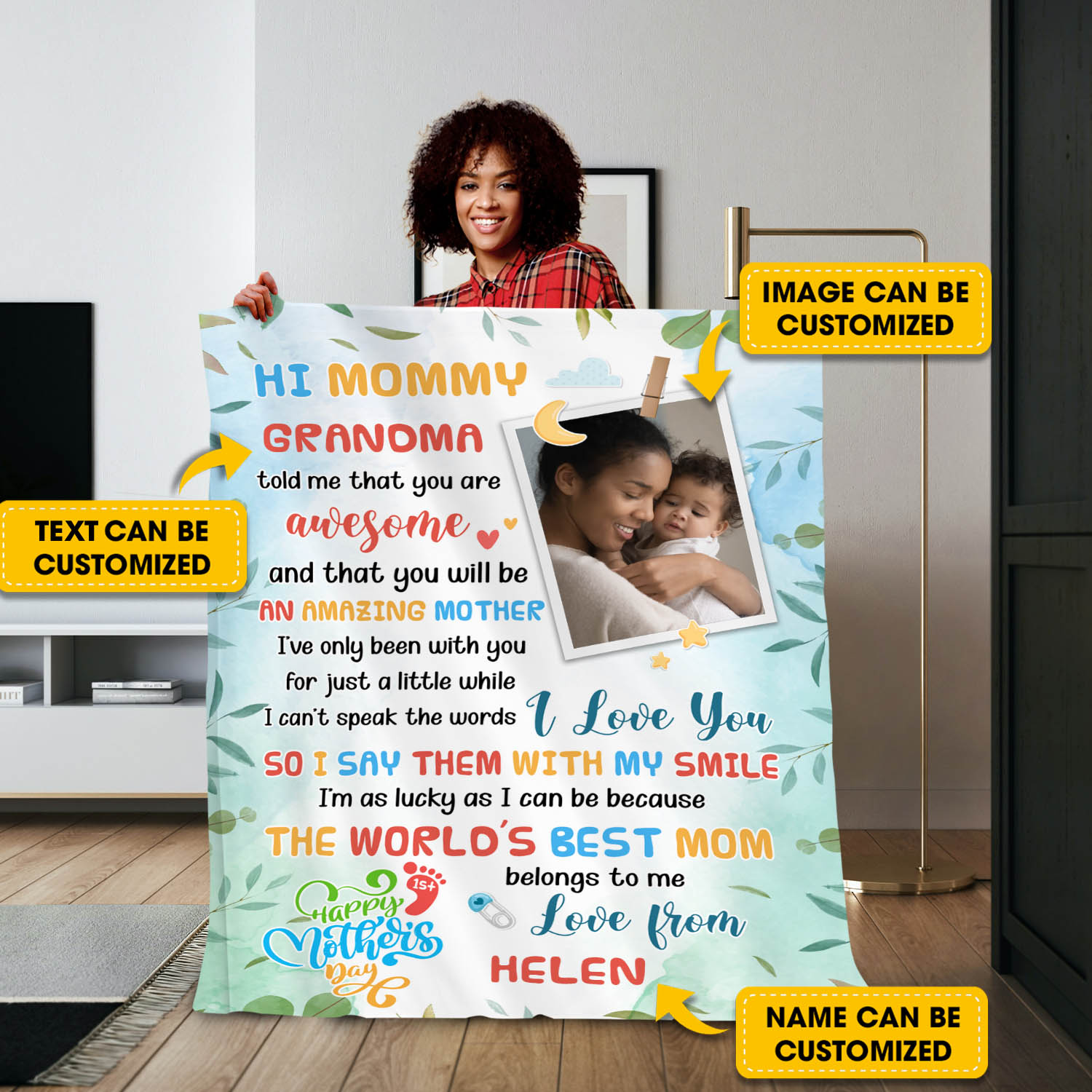 Personalized Photo Hi Mommy Grandma Told Me That You Are Awesome