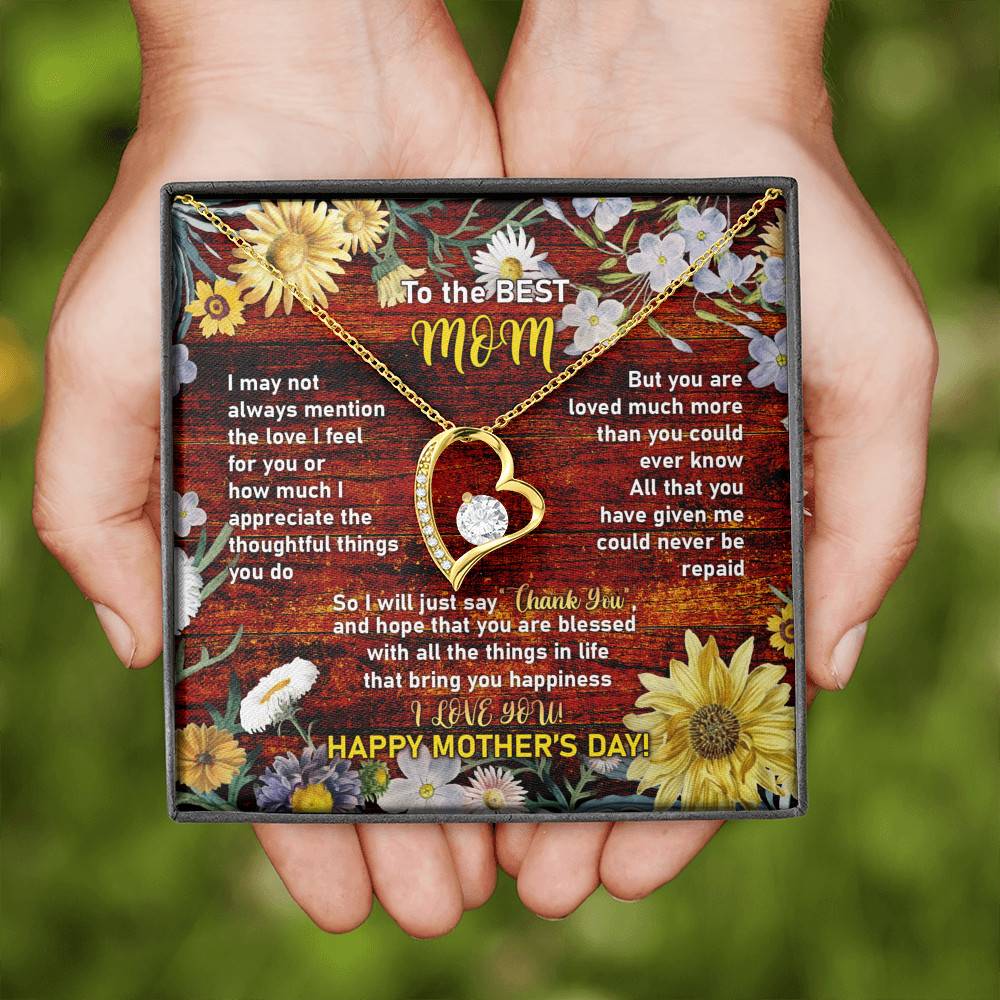 To the Best Mom I May Not Always Mention the Love I Feel for You Forever Love Pendant Necklace