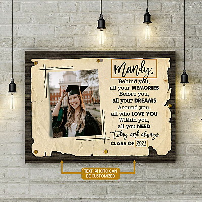 Custom Photo Behind You All Your Memories Before You All Your Dreams Framed Canvas-Poster-Graduation Day Gift