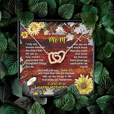 To the Best Mom I May Not Always Mention the Love I Feel for You Interlocking Hearts Pendant Necklace