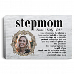 Personalized Photo Stepmom, White, 0.75'' Framed Canvas