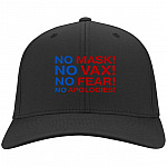 No Mask No Vax hat, Black, Twill Cap