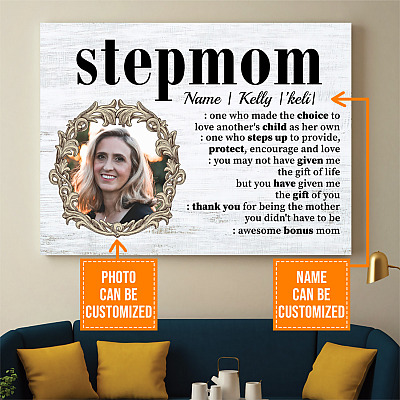 Alternative view of Personalized Photo Stepmom Definition One Who Made the Choice To Love Framed Canvas - Unframed Poster