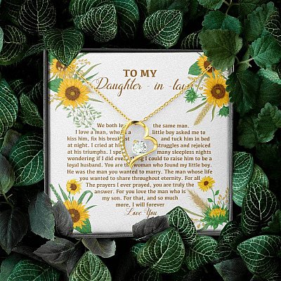 To My Daughter In Law We Both Love The Same Man I Will Forever Love You Sunflower Forever Love Heart Pendant Necklace
