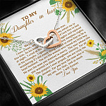 To My Daughter In Law We Both Love The Same Man I Will Forever Love You Sunflower Interlocking Hearts Pendant Necklace