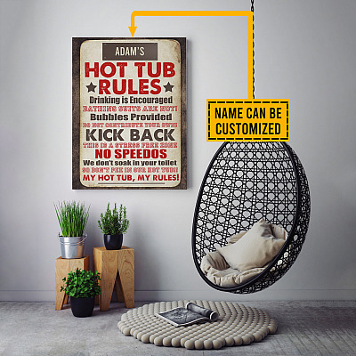 Alternative view of Personalized Hot Tub Rules Drinking Is Encouraged Bathing Suits Are Not Framed Canvas - Unframed Poster