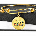 Class of 2021 Graduated and Vaccinated Friend Graduation Circle Pendant Necklace - Bangle