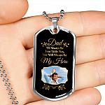 Custom Photo Fathers Day Gift You Will Always Be My Hero Dog Tag Pendant Necklace