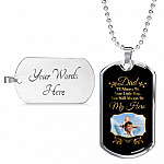 Custom Photo Fathers Day Gift You Will Always Be My Hero Dog Tag Pendant Necklace