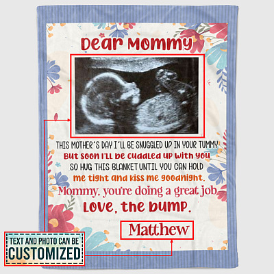 Alternative view of Personalized Photo Dear Mommy This Mother's Day I'll Be Snuggled Up In Your Tummy Fleece Blanket - Sherpa Blanket