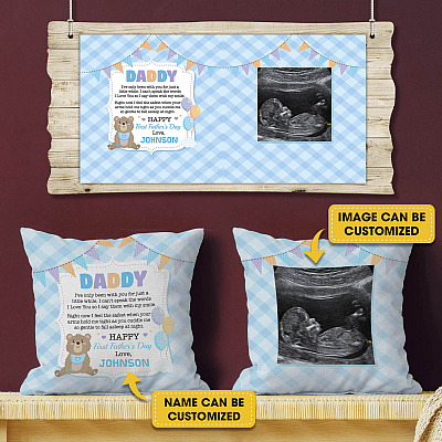 Alternative view of Custom Photo Daddy I've Only Been With You For Just A Little While Full Print Throw Pillow - Decorative Pillow