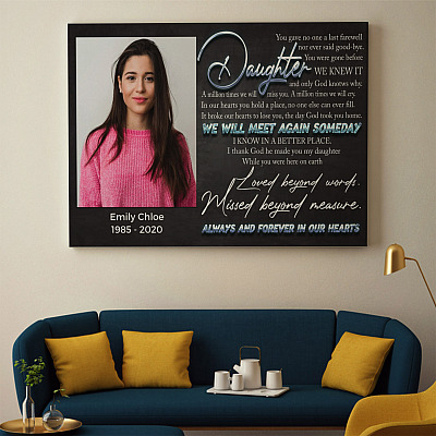 Alternative view of Custom Photo Daughter Forever In Our Hearts Wrapped Framed Canvas Prints - Unframed Poster - Home Decor