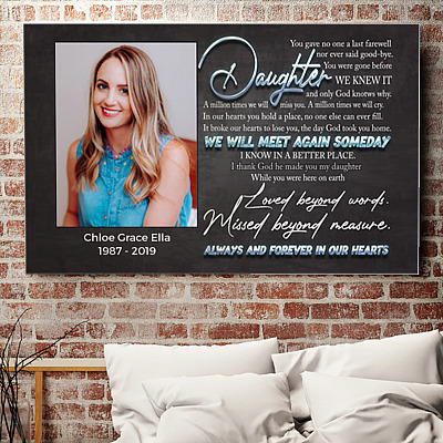 Custom Photo Daughter Forever In Our Hearts Wrapped Framed Canvas Prints - Unframed Poster - Home Decor