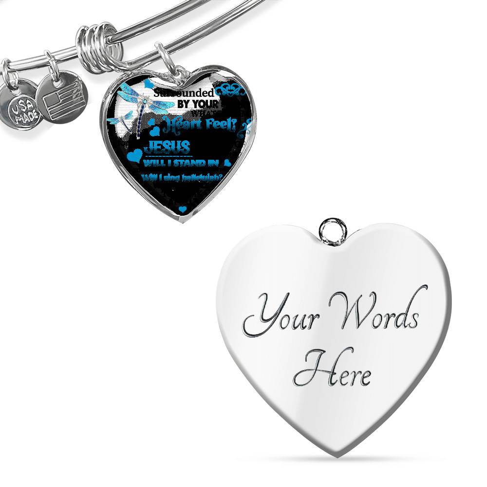Dragonfly Surrounded by Your Glory What Will My Heart Feel I Can Only Image Heart Pendant Necklace - Bangle