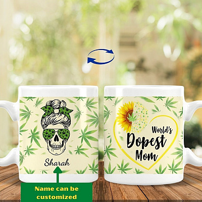 Alternative view of Personalized World's Dopest Mom Full Print Coffee Mug - Beer Stein - Water Bottle - Color Changing Mug