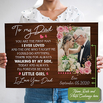 Alternative view of Personalized Photo To My Dad You're The First Man I Ever Loved Framed Canvas Prints-Unframed Poster-Wall Art