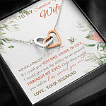 To My Smokin' Hot Wife Never Forget I Love You From Husband Interlocking Hearts Pendant Necklace