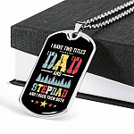 I Have Two Titles Dad and Stepdad and I Rock Them Both Father's Day Gifts Dog Tag Pendant Necklace