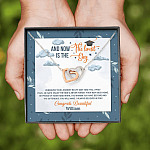 Personalized And Now The Limit Is The Sky Interlocking Hearts Pendant Necklace - Custom Graduation Necklace