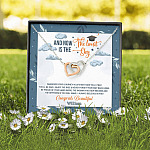 Personalized And Now The Limit Is The Sky Interlocking Hearts Pendant Necklace - Custom Graduation Necklace