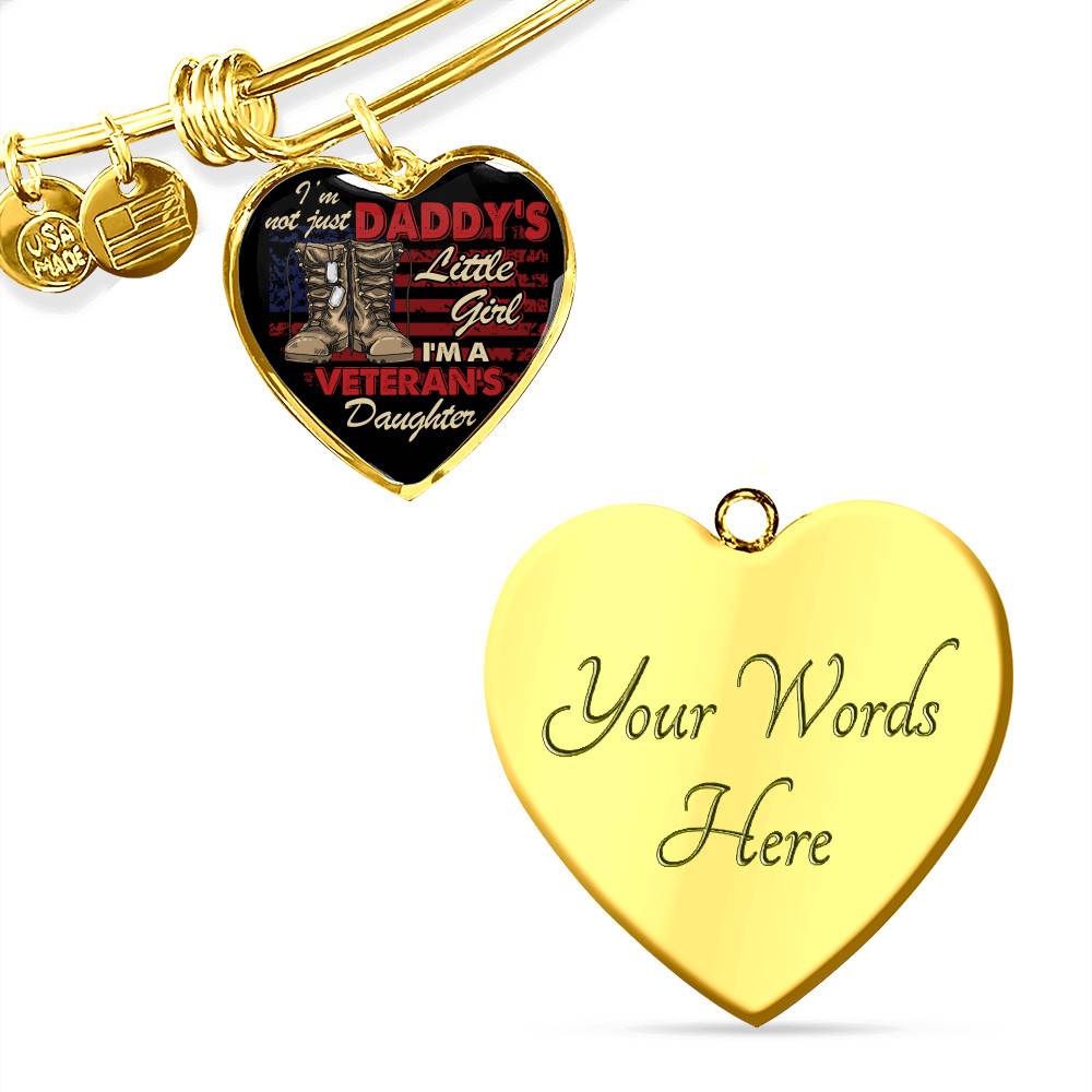 I'm Not Just Daddy's Little Girl I'm A Veteran's Daughter Heart Pendant Necklace - Proud Daughter of Veteran Gift