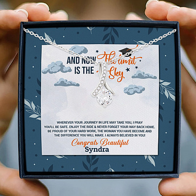 Alternative view of Personalized And Now The Limit Is The Sky Alluring Beauty Pendant Necklace - Custom Graduation Necklace