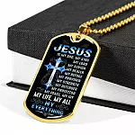 Cross Jesus Is My God My King My Lord My Savior My Healer My Refuge Christian Gifts Dog Tag Pendant Necklace