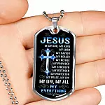 Cross Jesus Is My God My King My Lord My Savior My Healer My Refuge Christian Gifts Dog Tag Pendant Necklace