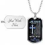 Cross Jesus Is My God My King My Lord My Savior My Healer My Refuge Christian Gifts Dog Tag Pendant Necklace