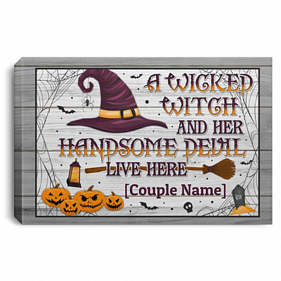 Personalized a Wicked, White, 0.75'' Framed Canvas