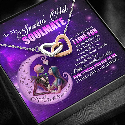 Nightmare Christmas to My Smokin Hot Soulmate Never Forget That I Love You Interlocking Hearts Pendant Necklace Nightmare Christmas to My Smokin Hot S