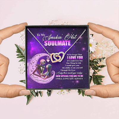 Nightmare Christmas to My Smokin Hot Soulmate Never Forget That I Love You Interlocking Hearts Pendant Necklace Nightmare Christmas to My Smokin Hot S