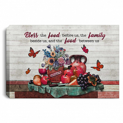 Bless Food, White, 0.75'' Framed Canvas