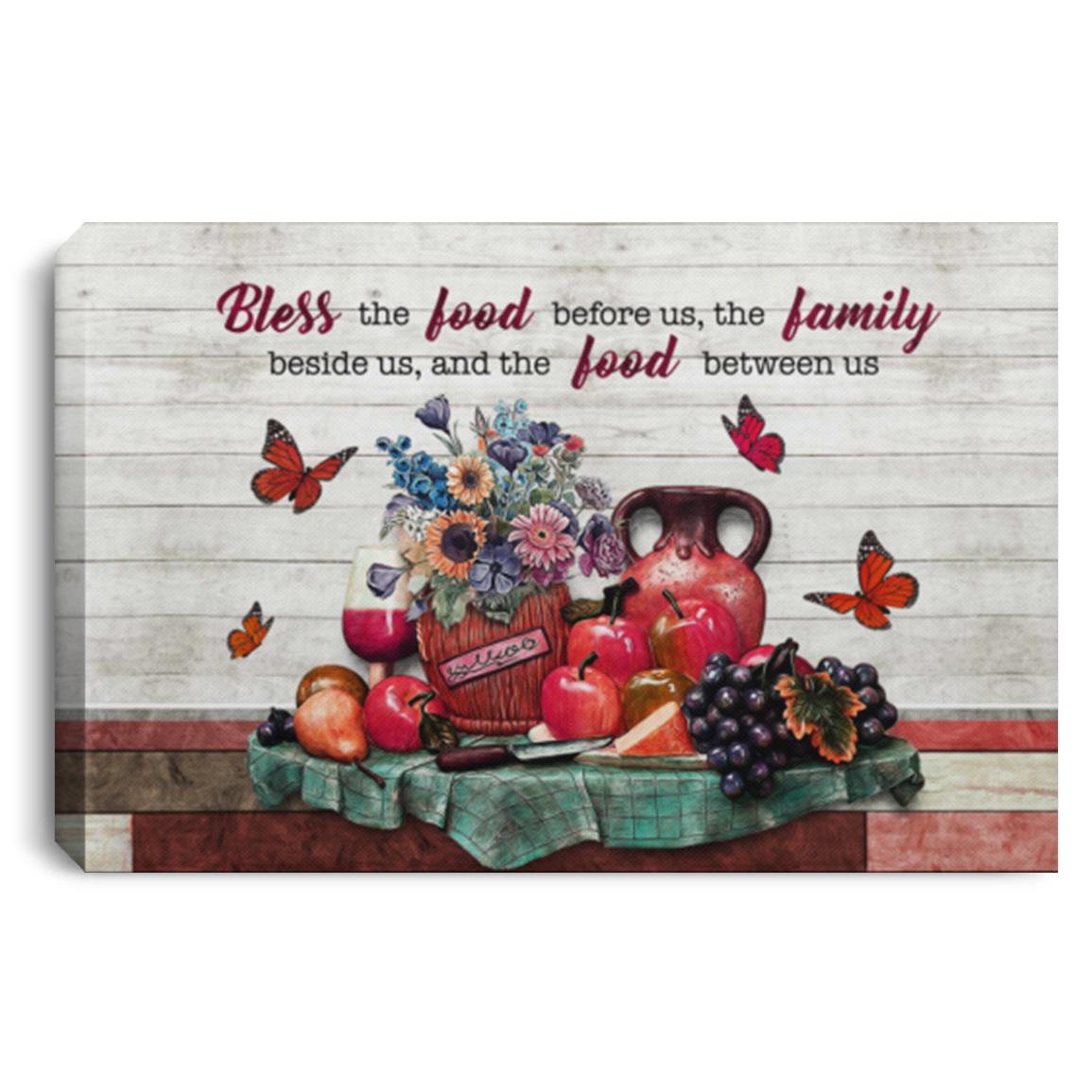 Bless Food, White, 0.75'' Framed Canvas Bless Food, White, 0.75'' Framed Canvas