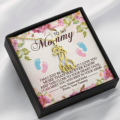 To My Mommy I May Just Be A Bump But I Love You More Than You Ever Know Giraffe Necklace - Mom To Be Gifts