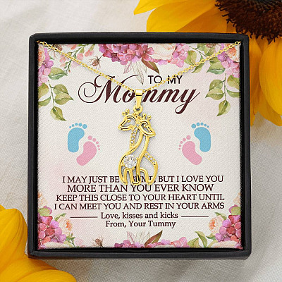 To My Mommy I May Just Be A Bump But I Love You More Than You Ever Know Giraffe Necklace - Mom To Be Gifts