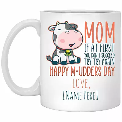 Personalized Happy M-udders Day, White, 11 oz. White Mug