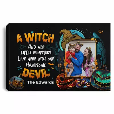 Personalized Photo a Witch, White, 0.75'' Framed Canvas