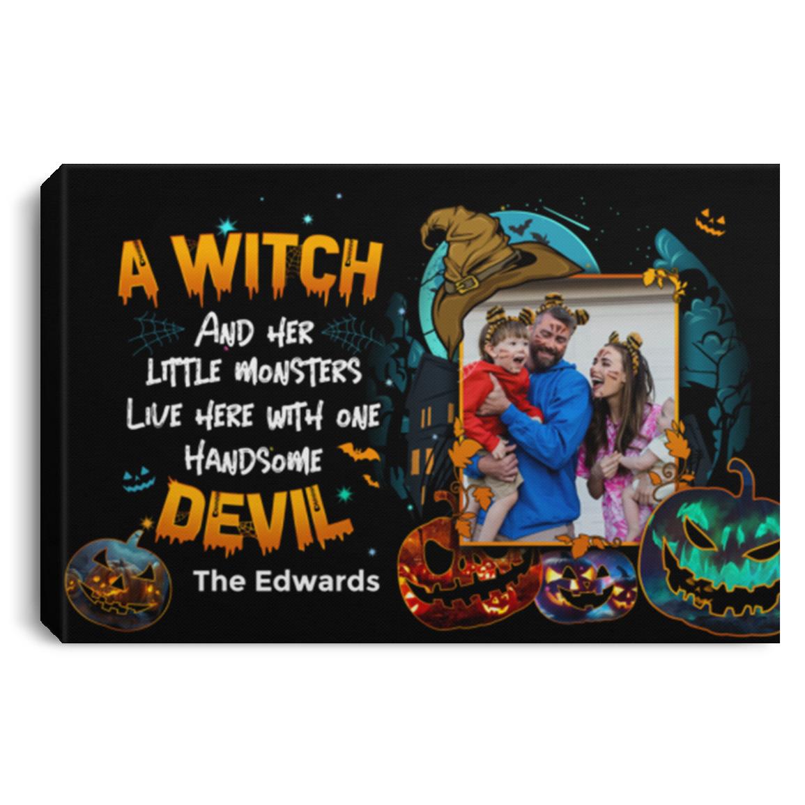 Personalized Photo a Witch, White, 0.75'' Framed Canvas