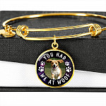 Custom Photo Pet You Had Me at Woof Dog Owner Gifts Circle Pendant Necklace