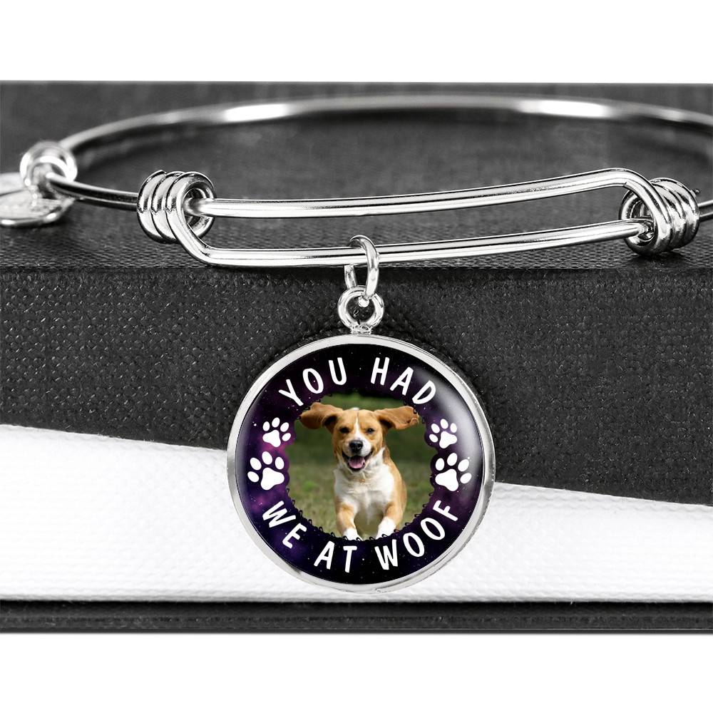 Custom Photo Pet You Had Me at Woof Dog Owner Gifts Circle Pendant Necklace