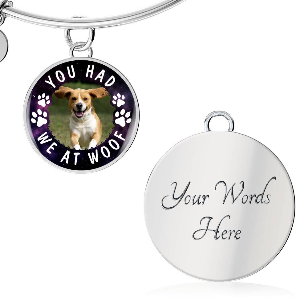 Custom Photo Pet You Had Me at Woof Dog Owner Gifts Circle Pendant Necklace