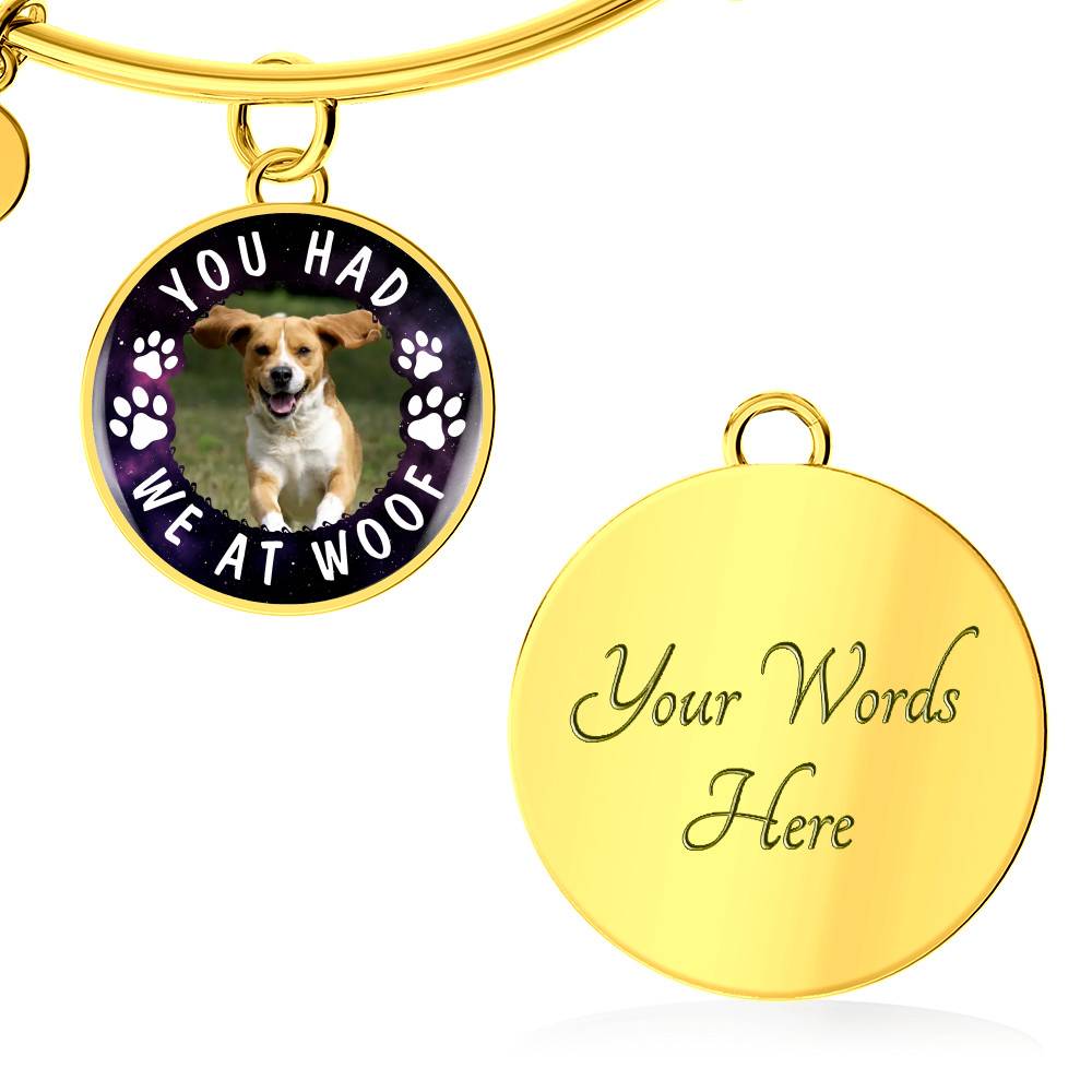 Custom Photo Pet You Had Me at Woof Dog Owner Gifts Circle Pendant Necklace